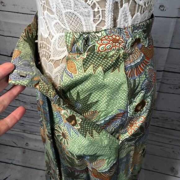 Vintage AGILE tropical Blouse & midi skirt set in green both medium - Picture 8 of 12
